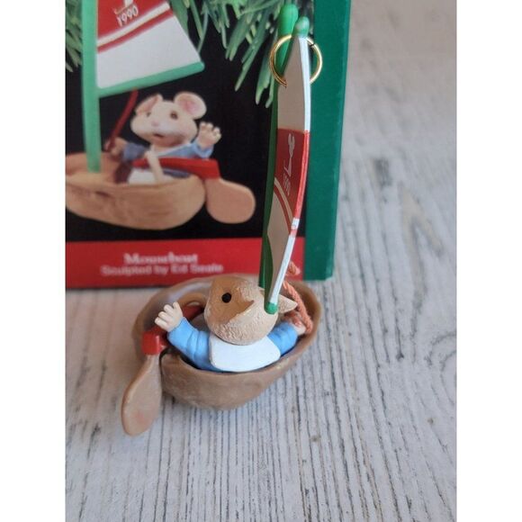 Hallmark 1990 Mouse boat ornament Xmas vintage - Picture 4 of 5